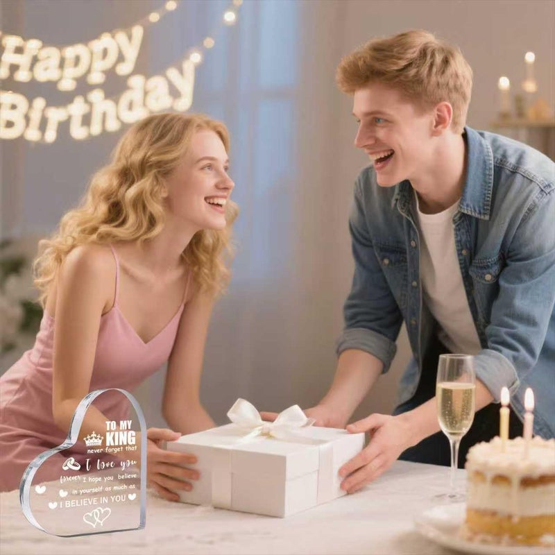Feeldeal Valentine Gifts for Him, Birthday & Anniversary Valentine’s Day Gift for Boyfriend or Husband – I Love You Heart Acrylic Plaque - Image 4